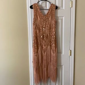 1920s themed pink flapper dress size XL